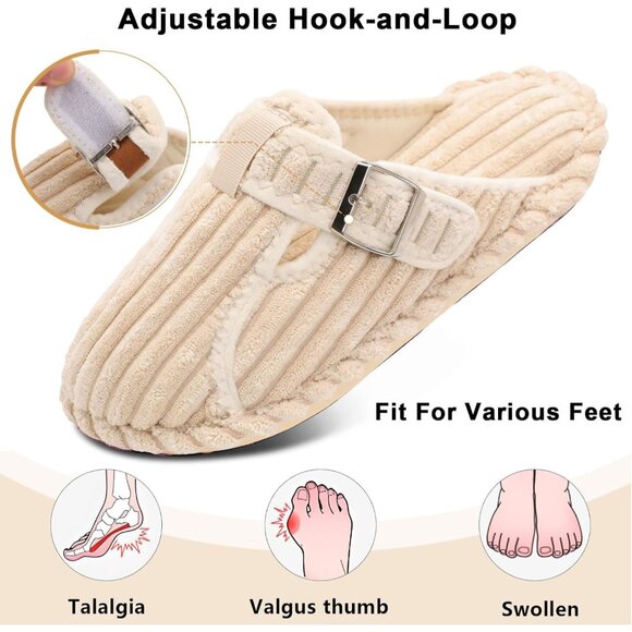 Comfy Corduroy Clogs: Women's Slip-On House Shoes with Memory Foam & Safety Sole - Picture 4 of 7